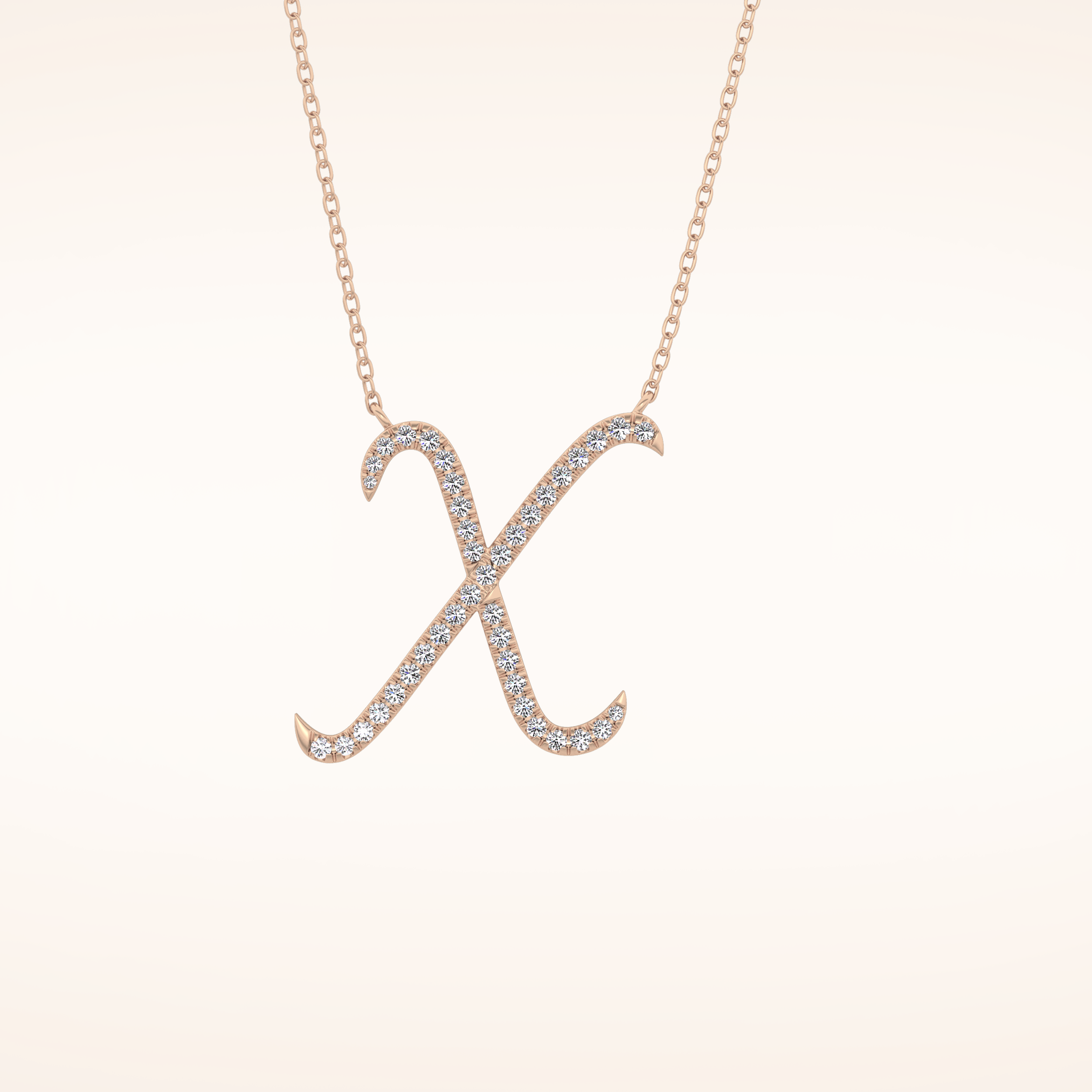 0.133 TCW Round Cut Moissanite X Initial Pendant Necklace