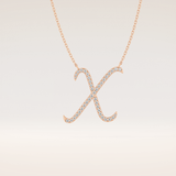 0.133 TCW Round Cut Moissanite X Initial Pendant Necklace