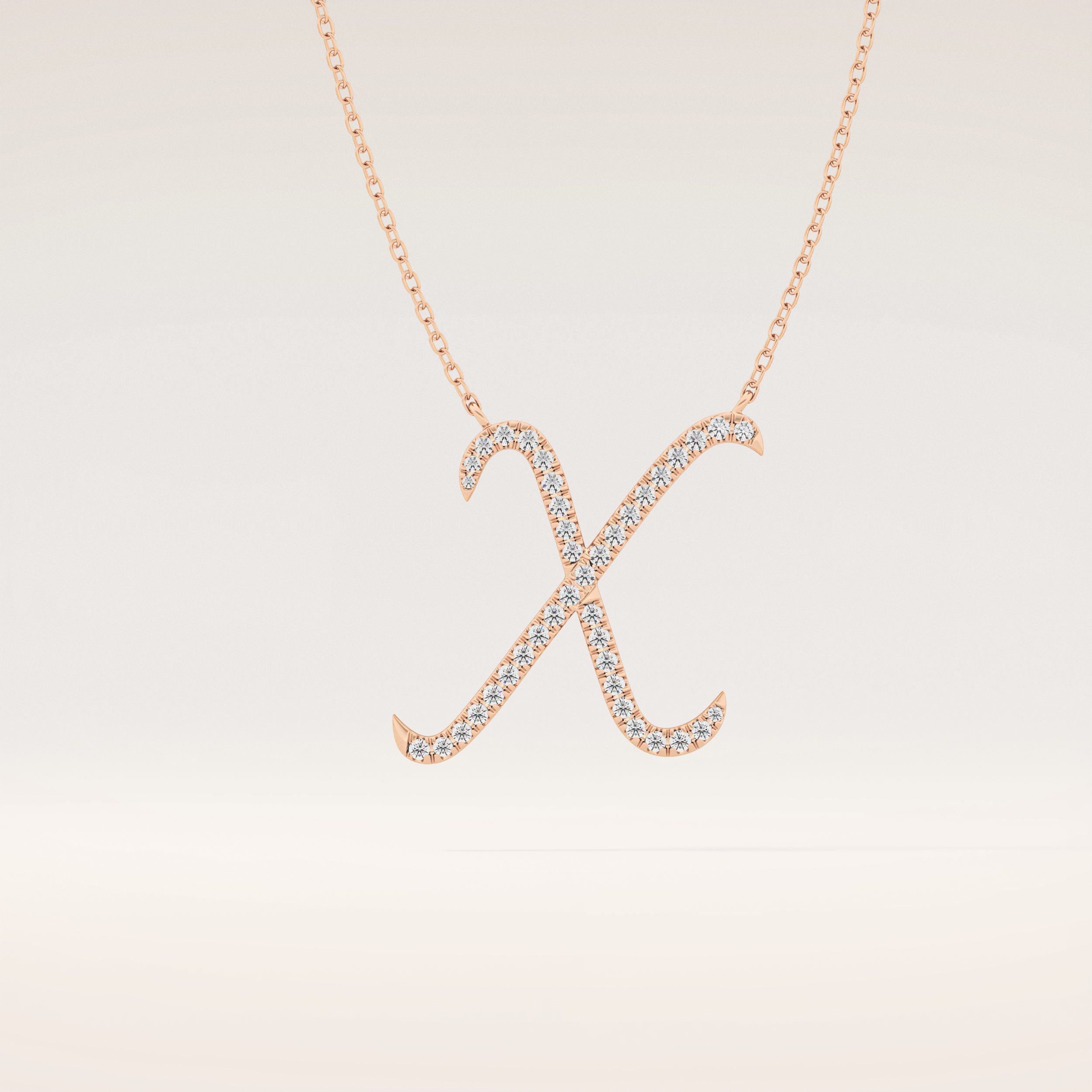 0.133 TCW Round Cut Moissanite X Initial Pendant Necklace