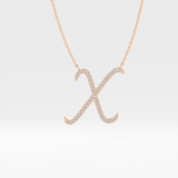 0.133 TCW Round Lab Grown Diamond X Initial Pendant Necklace