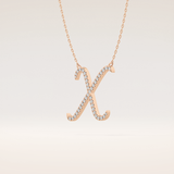 0.133 TCW Round Cut Moissanite X Initial Pendant Necklace