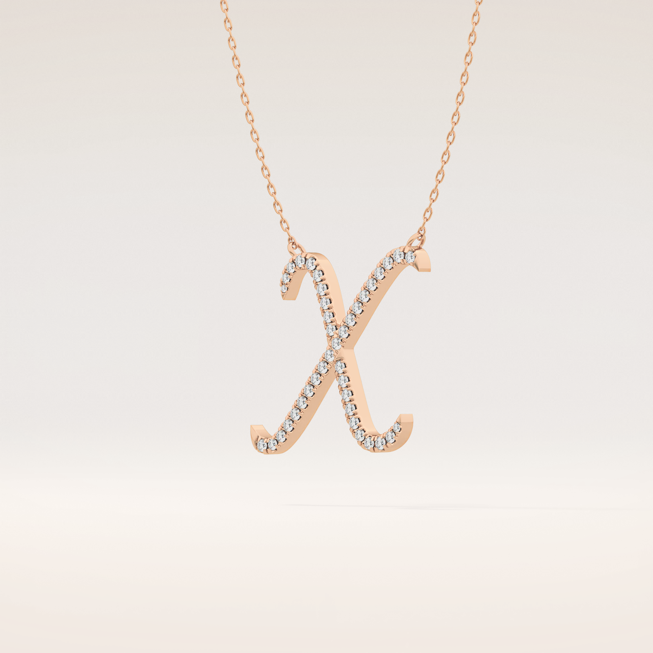 0.133 TCW Round Cut Moissanite X Initial Pendant Necklace