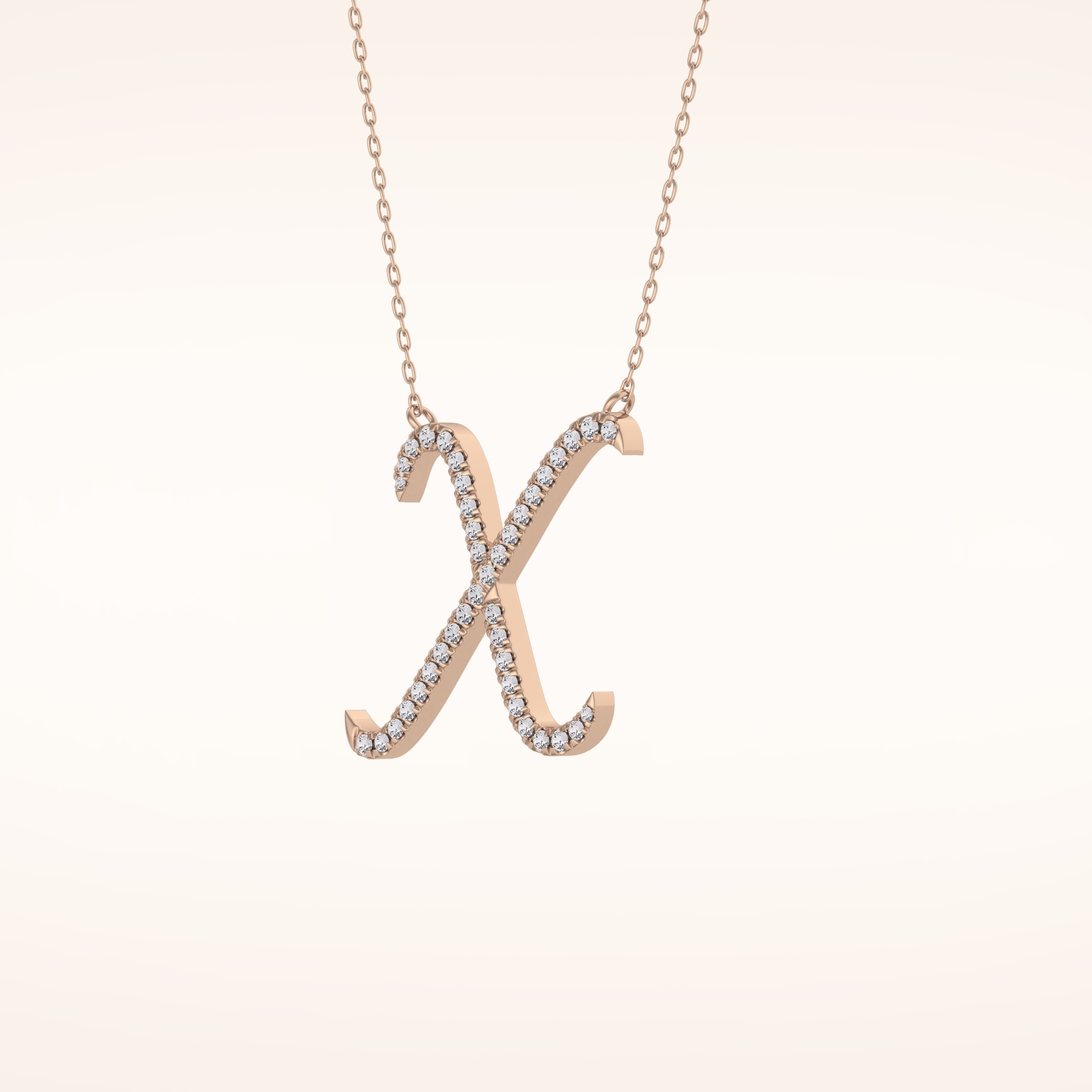 0.133 TCW Round Cut Moissanite X Initial Pendant Necklace