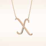 0.133 TCW Round Cut Moissanite X Initial Pendant Necklace