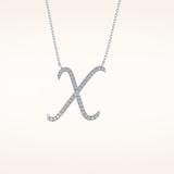 0.133 TCW Round Cut Moissanite X Initial Pendant Necklace