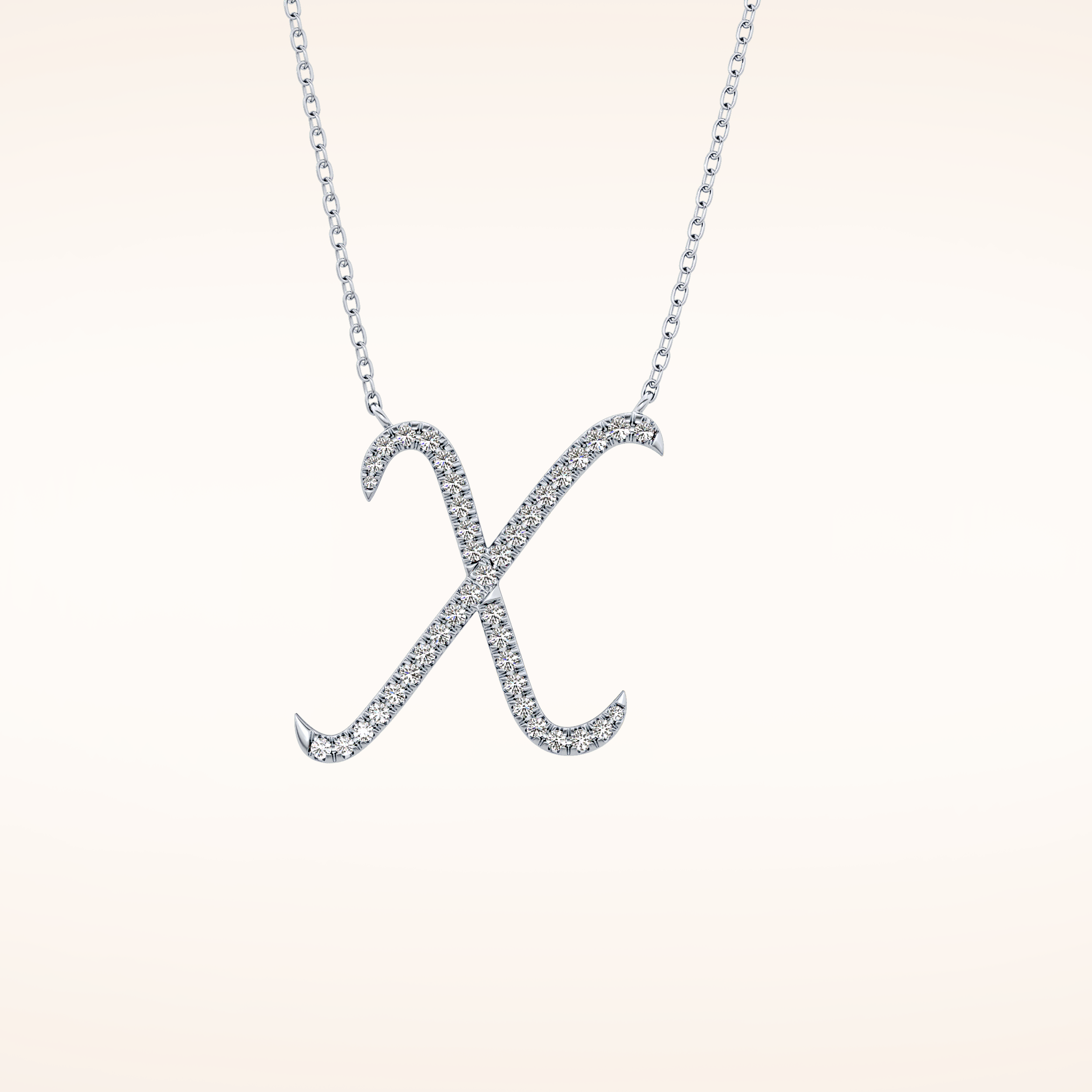 0.133 TCW Round Cut Moissanite X Initial Pendant Necklace