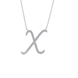 0.133 TCW Round Lab Grown Diamond X Initial Pendant Necklace