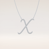 0.133 TCW Round Cut Moissanite X Initial Pendant Necklace