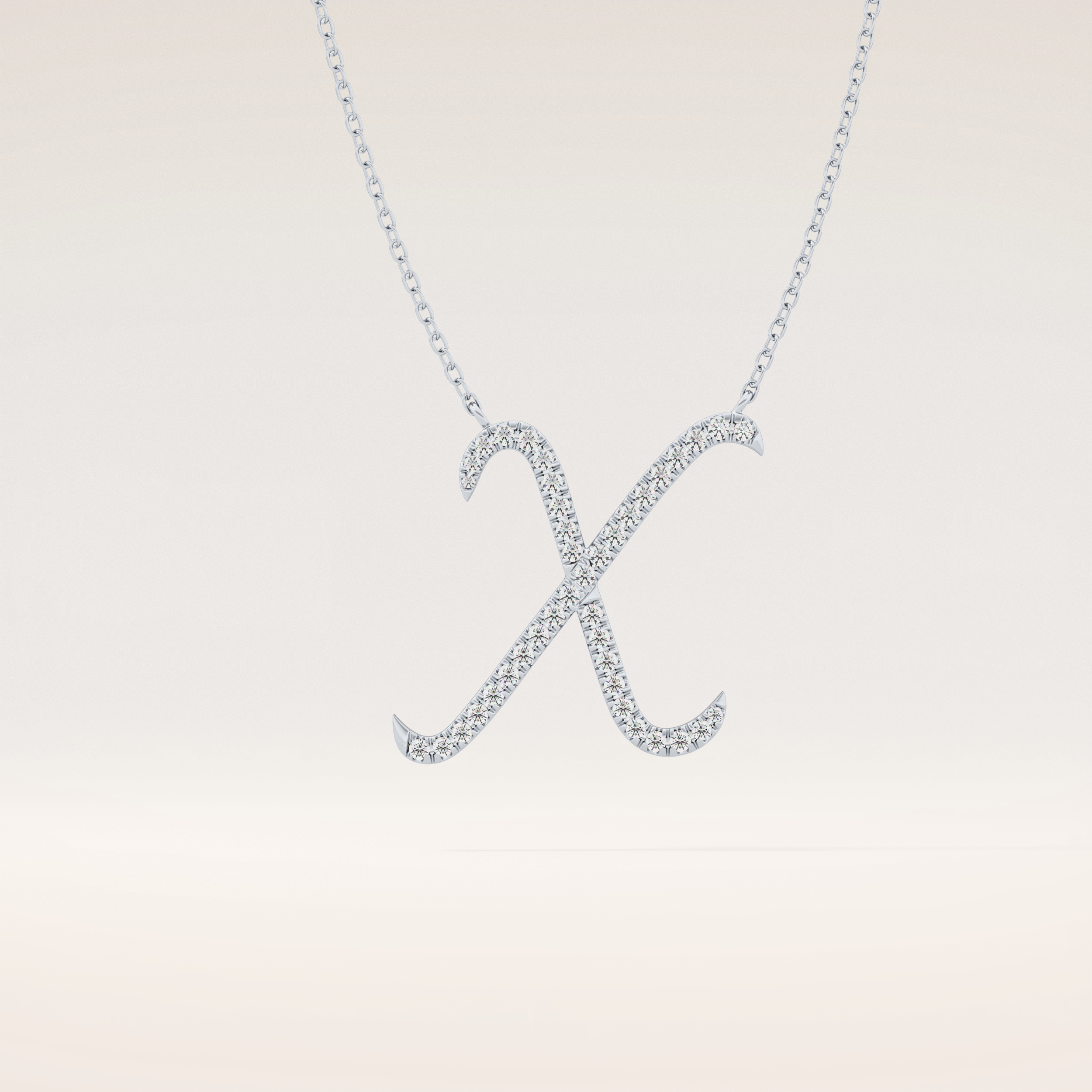 0.133 TCW Round Cut Moissanite X Initial Pendant Necklace