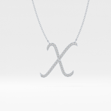 0.133 TCW Round Lab Grown Diamond X Initial Pendant Necklace