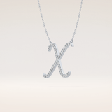 0.133 TCW Round Cut Moissanite X Initial Pendant Necklace