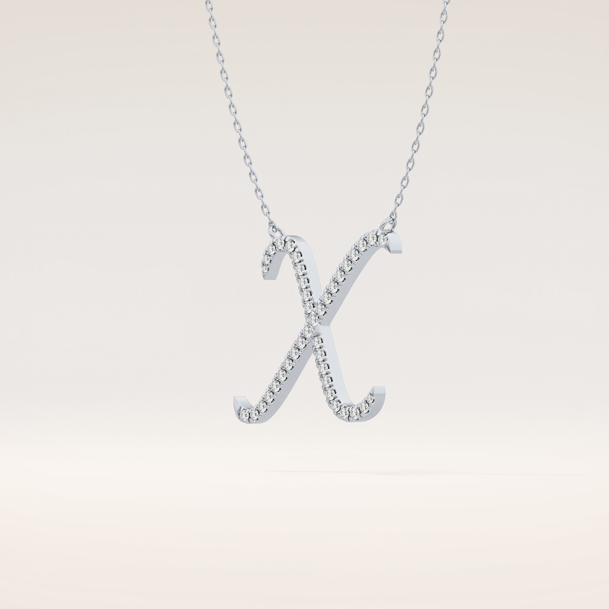 0.133 TCW Round Cut Moissanite X Initial Pendant Necklace
