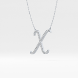 0.133 TCW Round Lab Grown Diamond X Initial Pendant Necklace