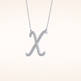 0.133 TCW Round Cut Moissanite X Initial Pendant Necklace