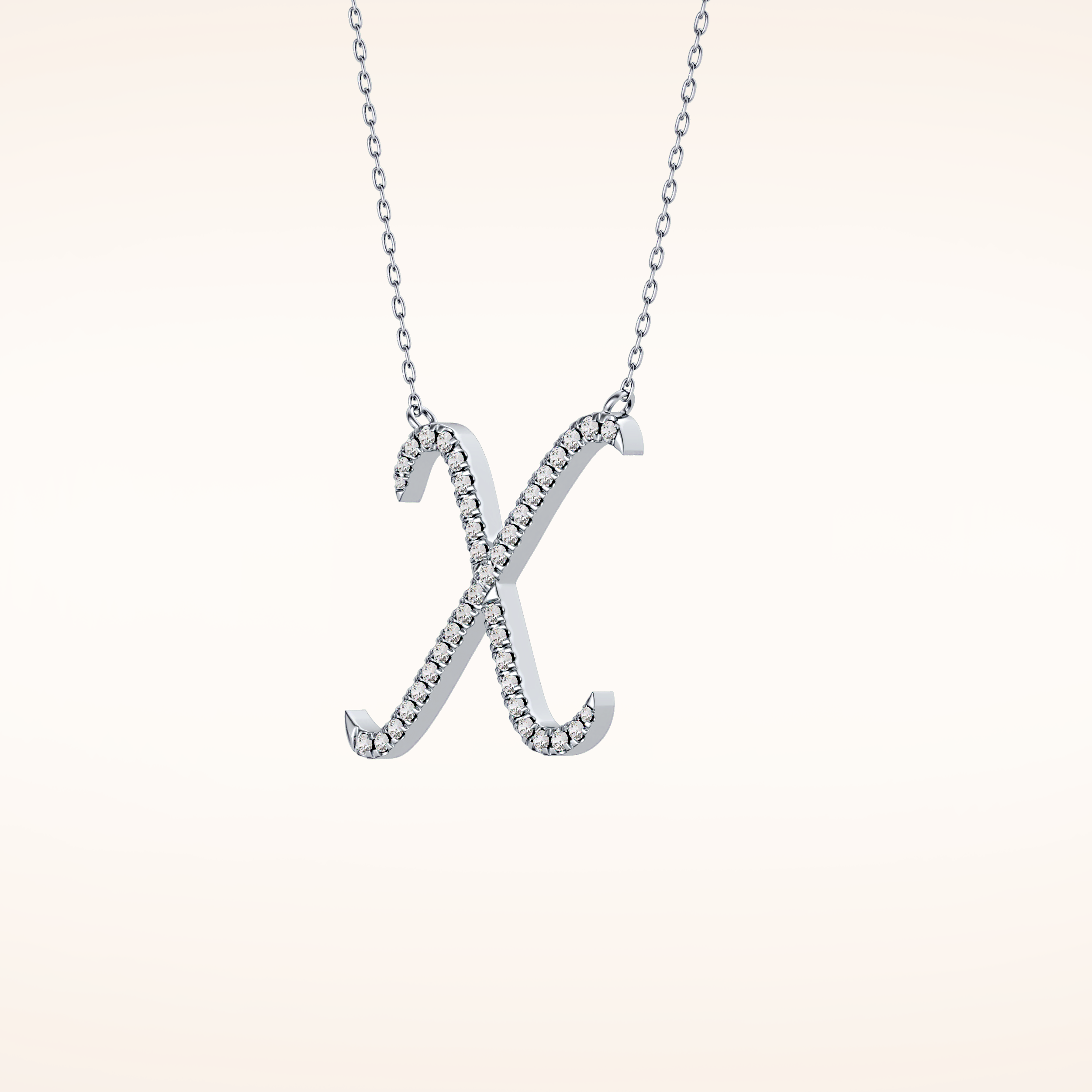 0.133 TCW Round Cut Moissanite X Initial Pendant Necklace