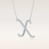 0.133 TCW Round Cut Moissanite X Initial Pendant Necklace