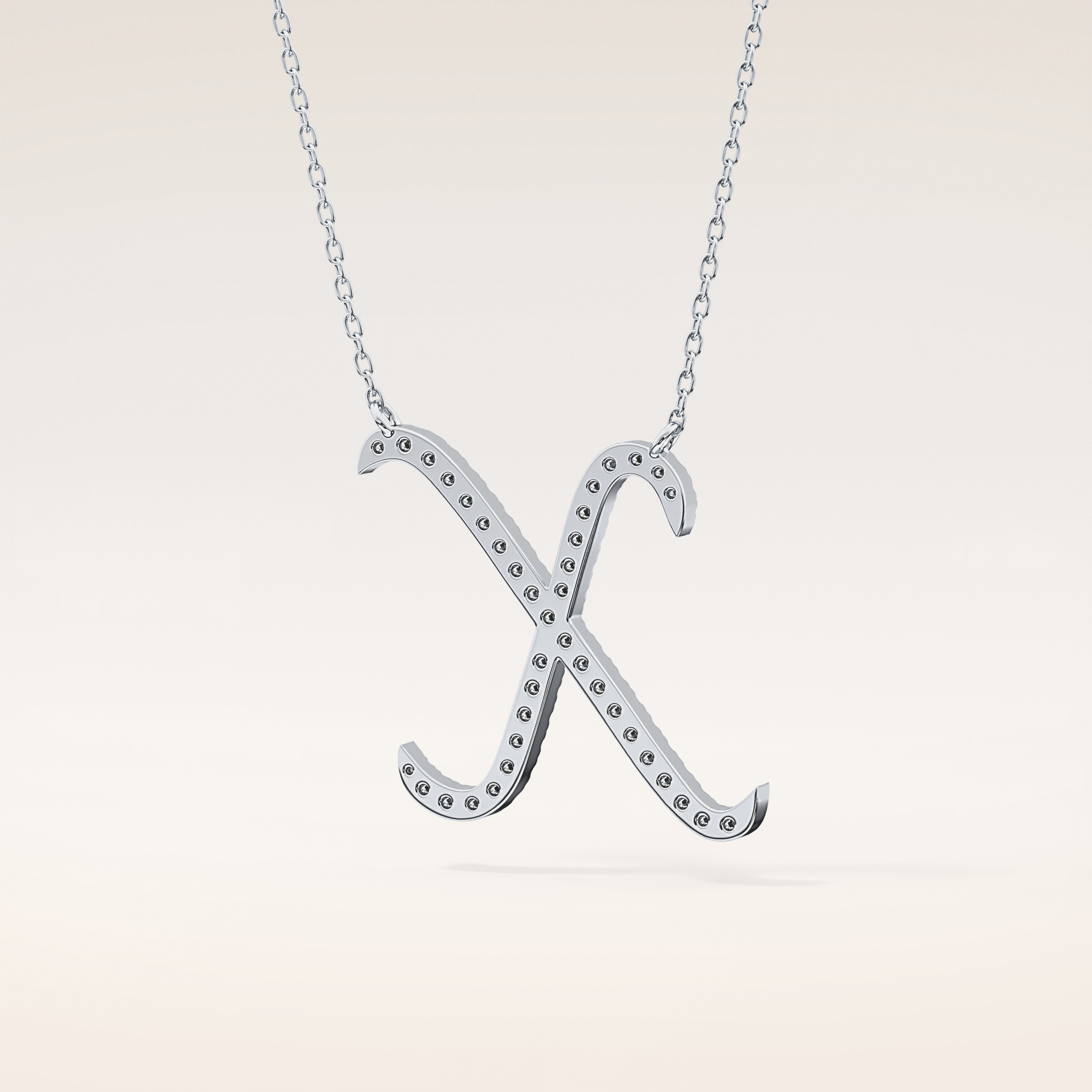 0.133 TCW Round Cut Moissanite X Initial Pendant Necklace