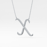 0.133 TCW Round Lab Grown Diamond X Initial Pendant Necklace