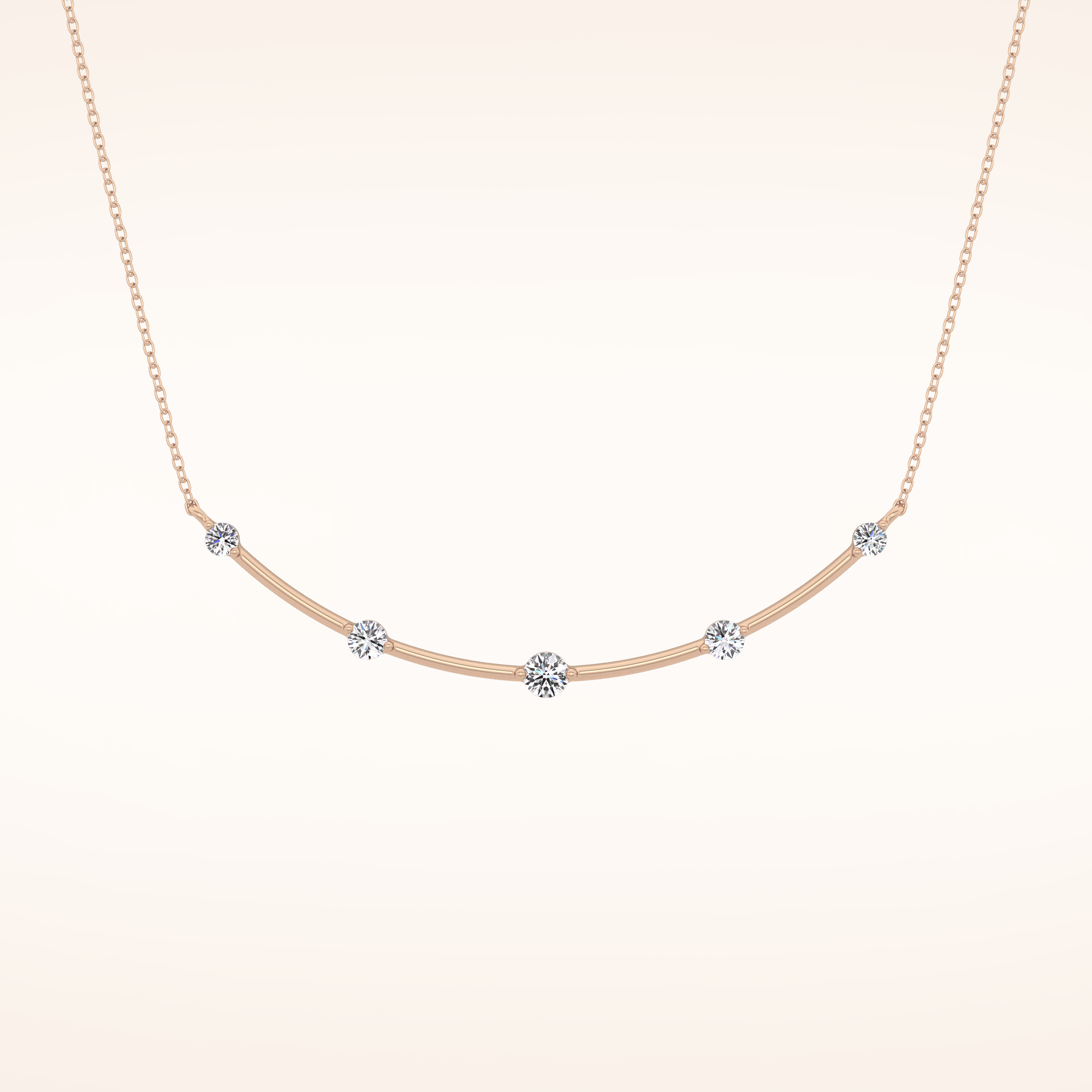 0.31 TCW Round Cut Moissanite Multi Stone Necklace