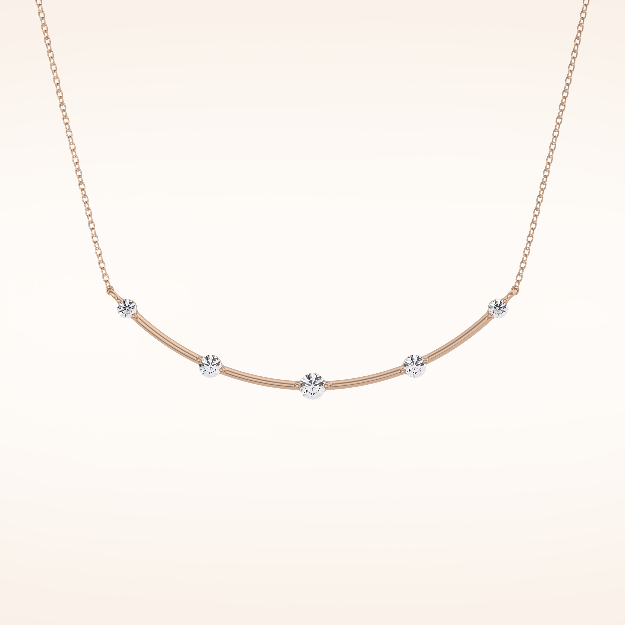 0.31 TCW Round Cut Moissanite Multi Stone Necklace