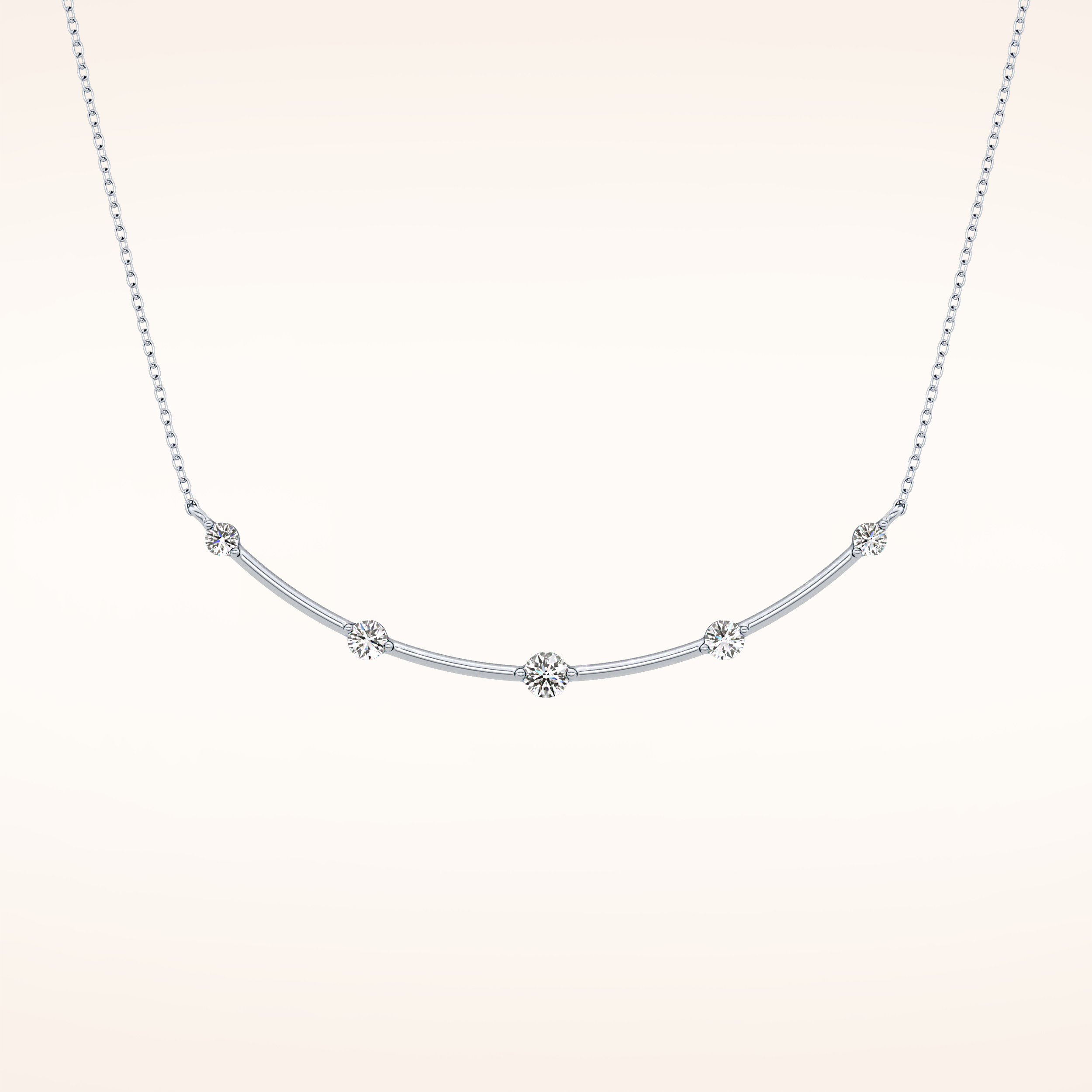 0.31 TCW Round Cut Moissanite Multi Stone Necklace