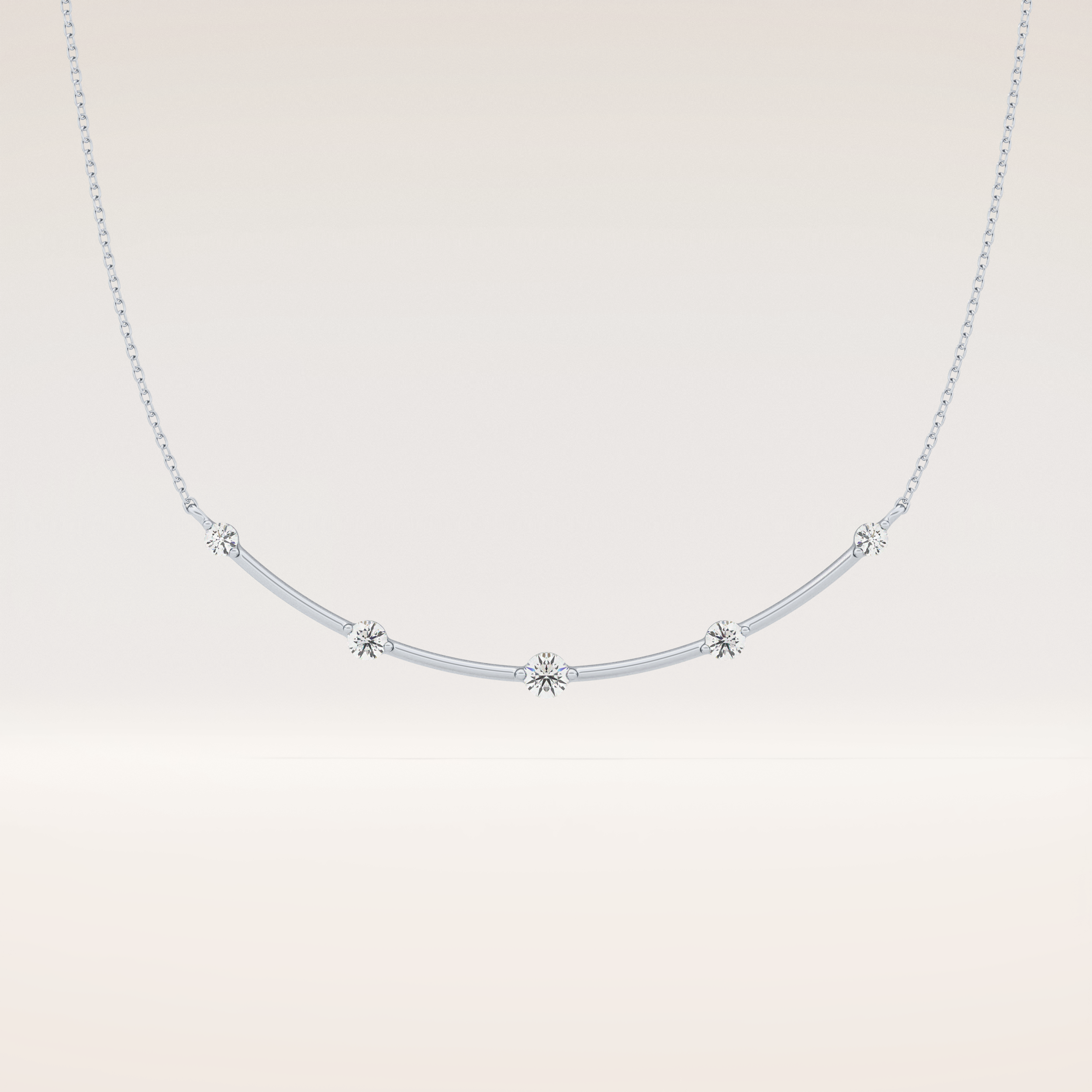0.31 TCW Round Cut Moissanite Multi Stone Necklace