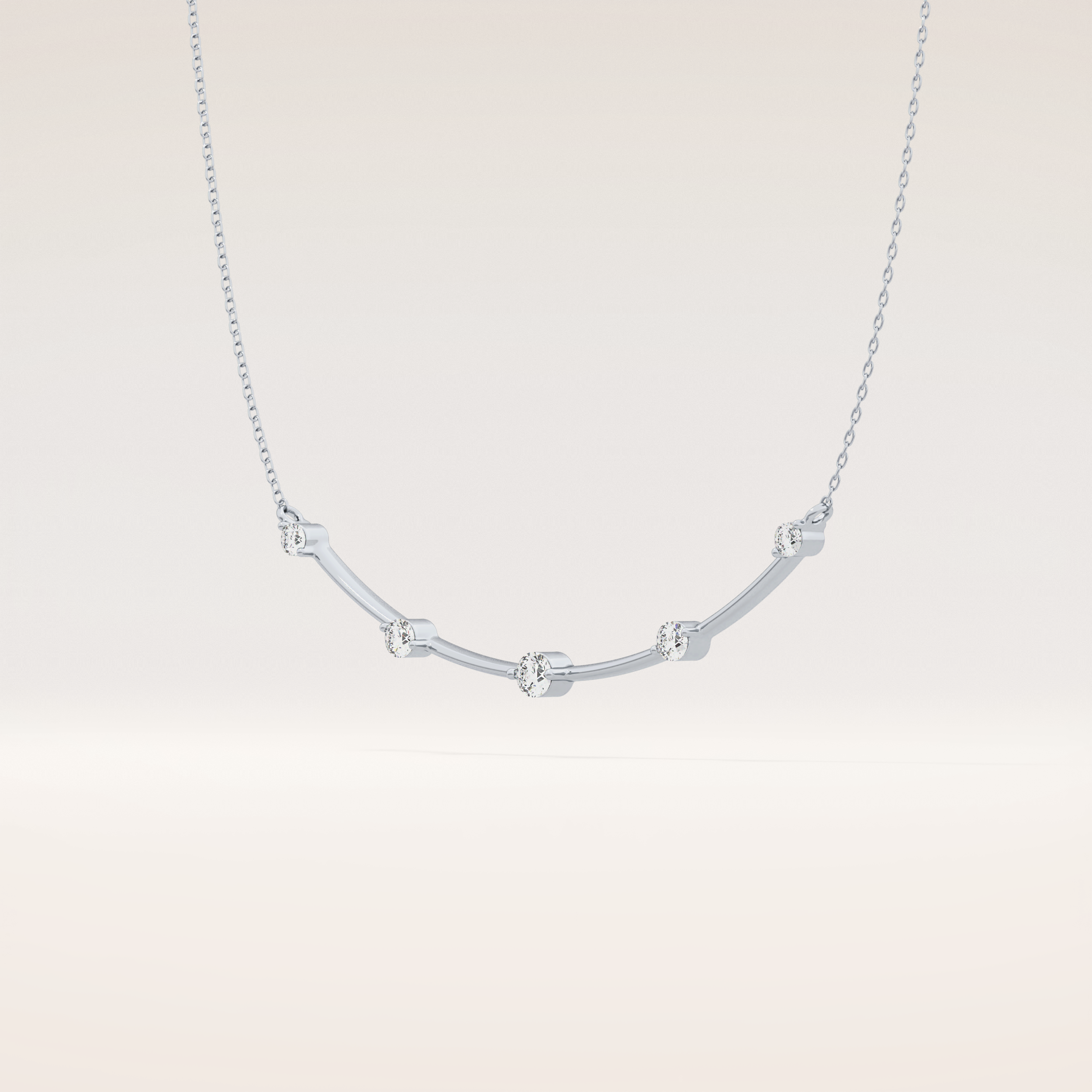0.31 TCW Round Cut Moissanite Multi Stone Necklace
