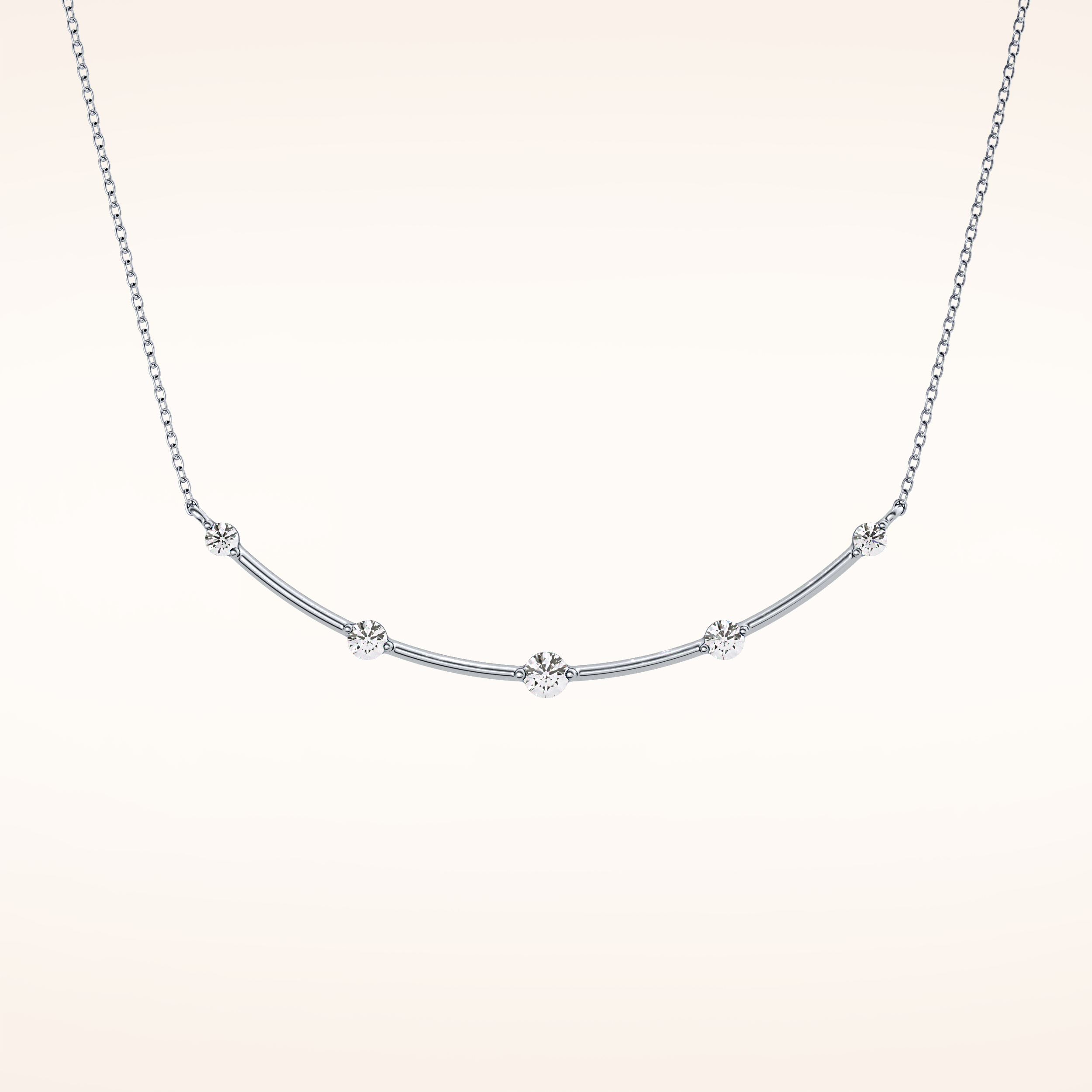 0.31 TCW Round Cut Moissanite Multi Stone Necklace