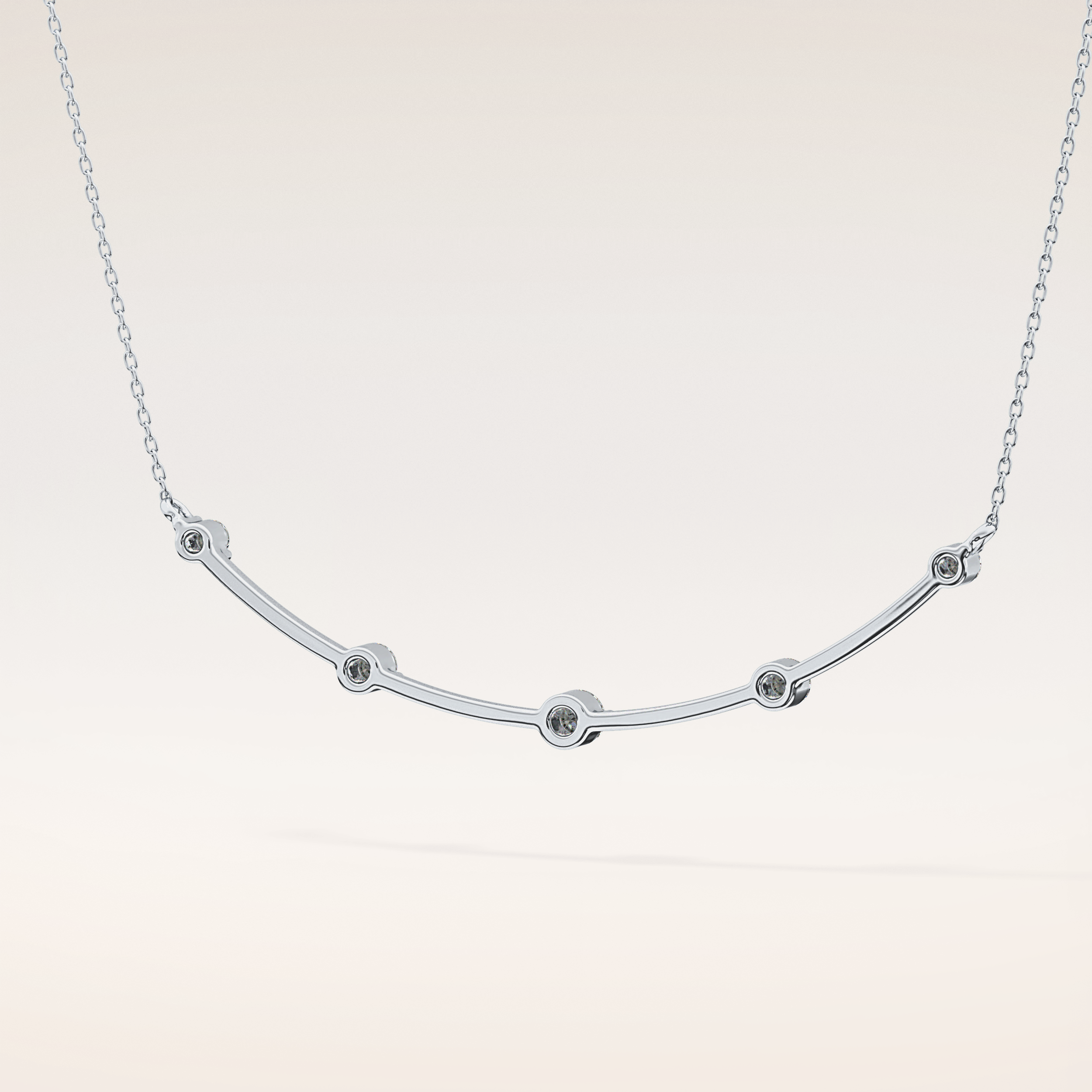 0.31 TCW Round Cut Moissanite Multi Stone Necklace