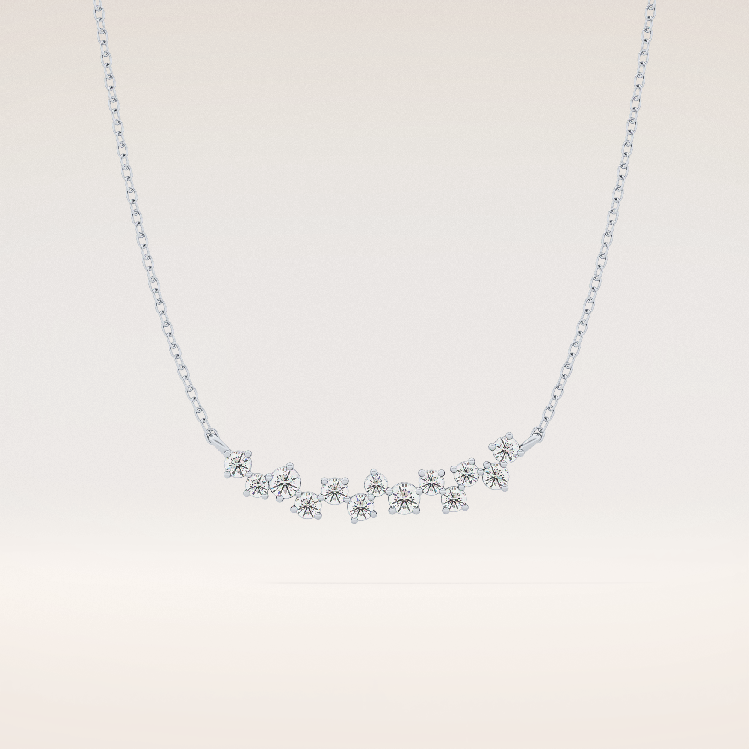0.241 TCW Round Cut Moissanite Multi Stone Necklace