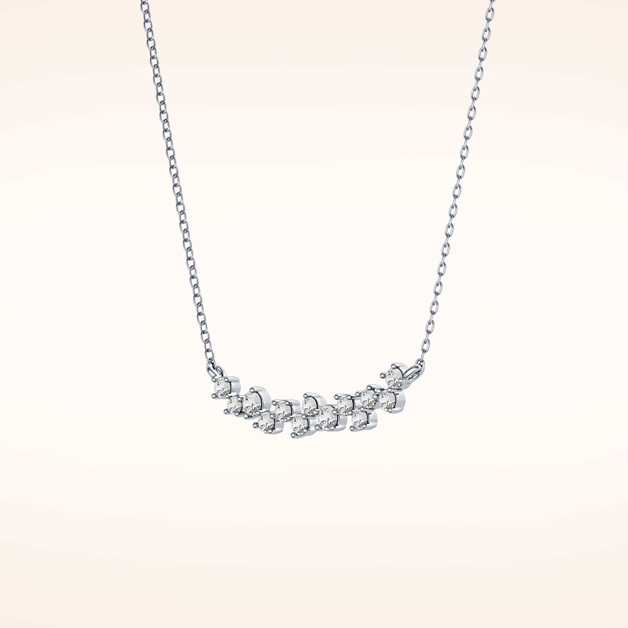 0.241 TCW Round Cut Moissanite Multi Stone Necklace