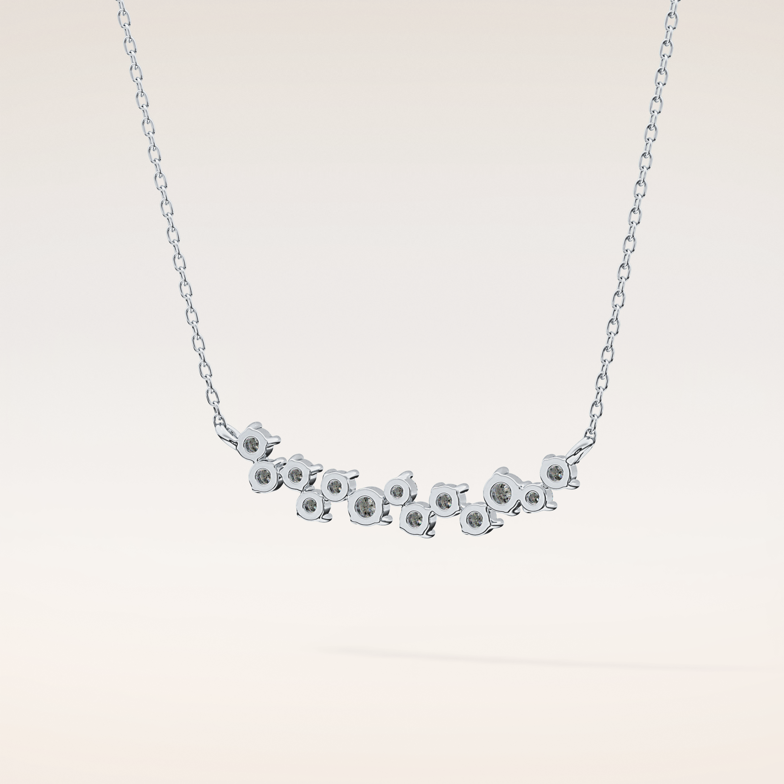 0.241 TCW Round Cut Moissanite Multi Stone Necklace