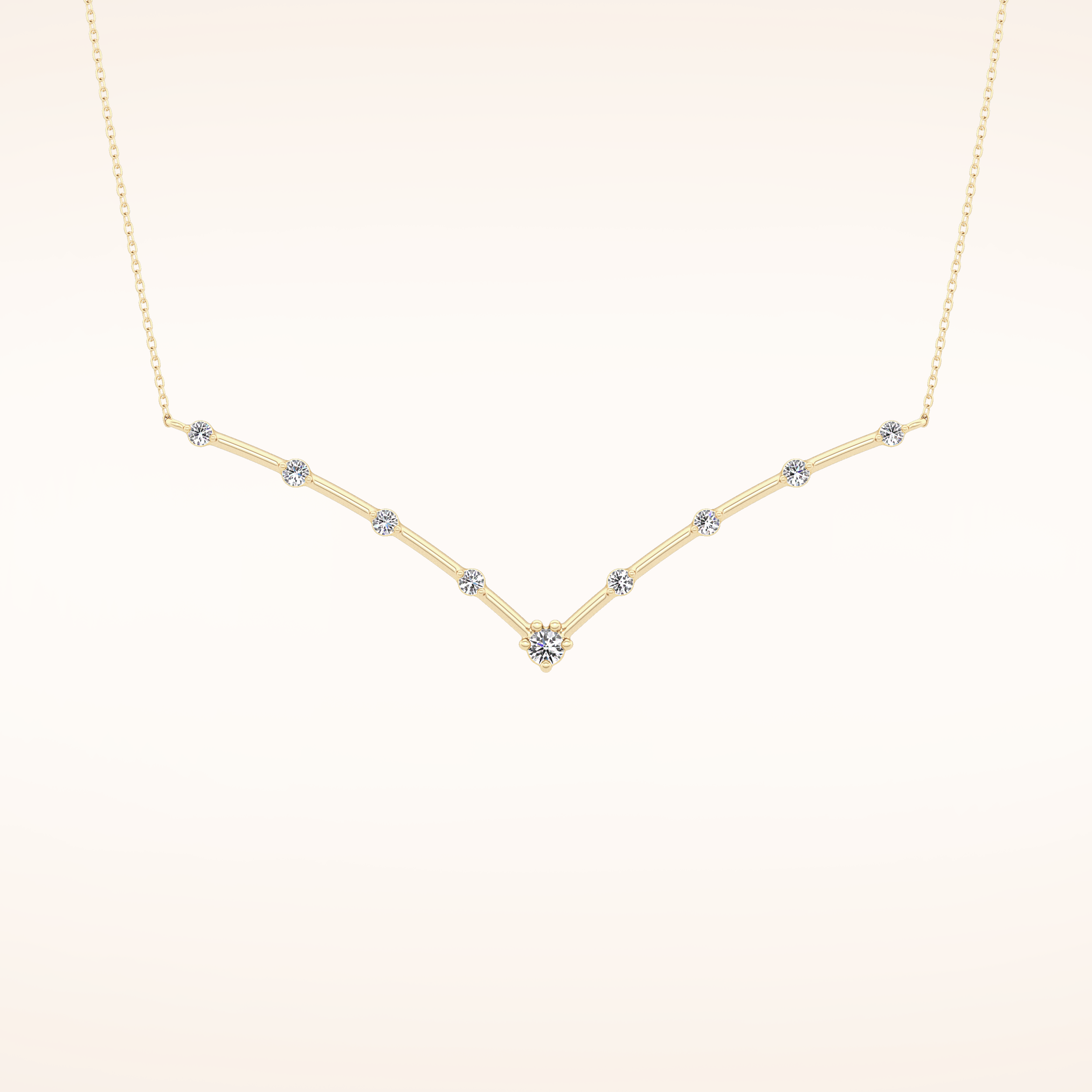 0.33 TCW Round Cut Moissanite Multi Stone V-Shaped Necklace