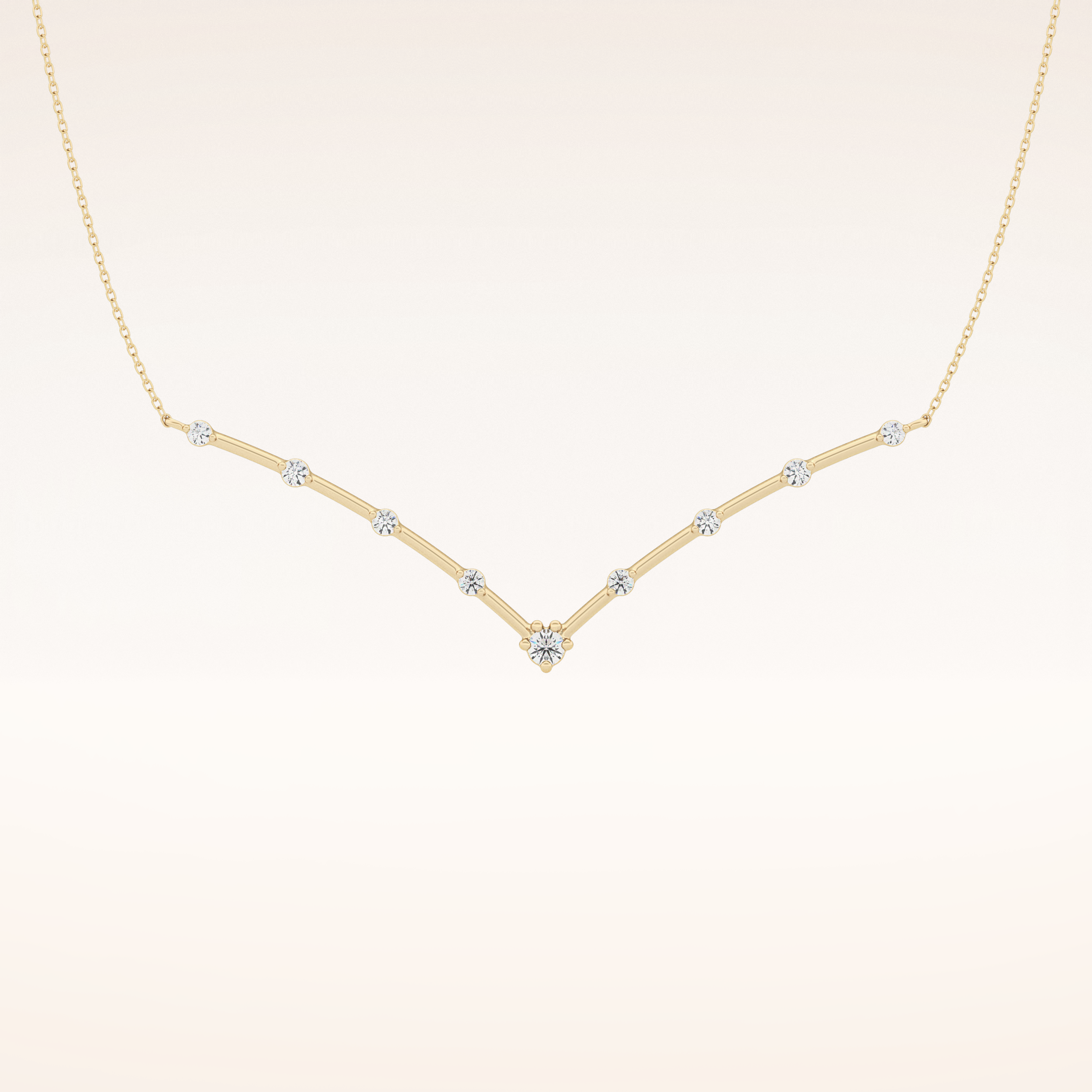 0.33 TCW Round Cut Moissanite Multi Stone V-Shaped Necklace