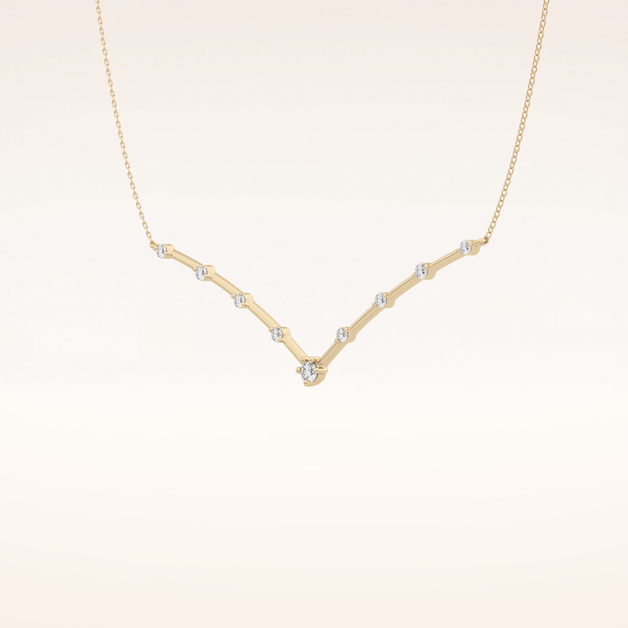 0.33 TCW Round Cut Moissanite Multi Stone V-Shaped Necklace