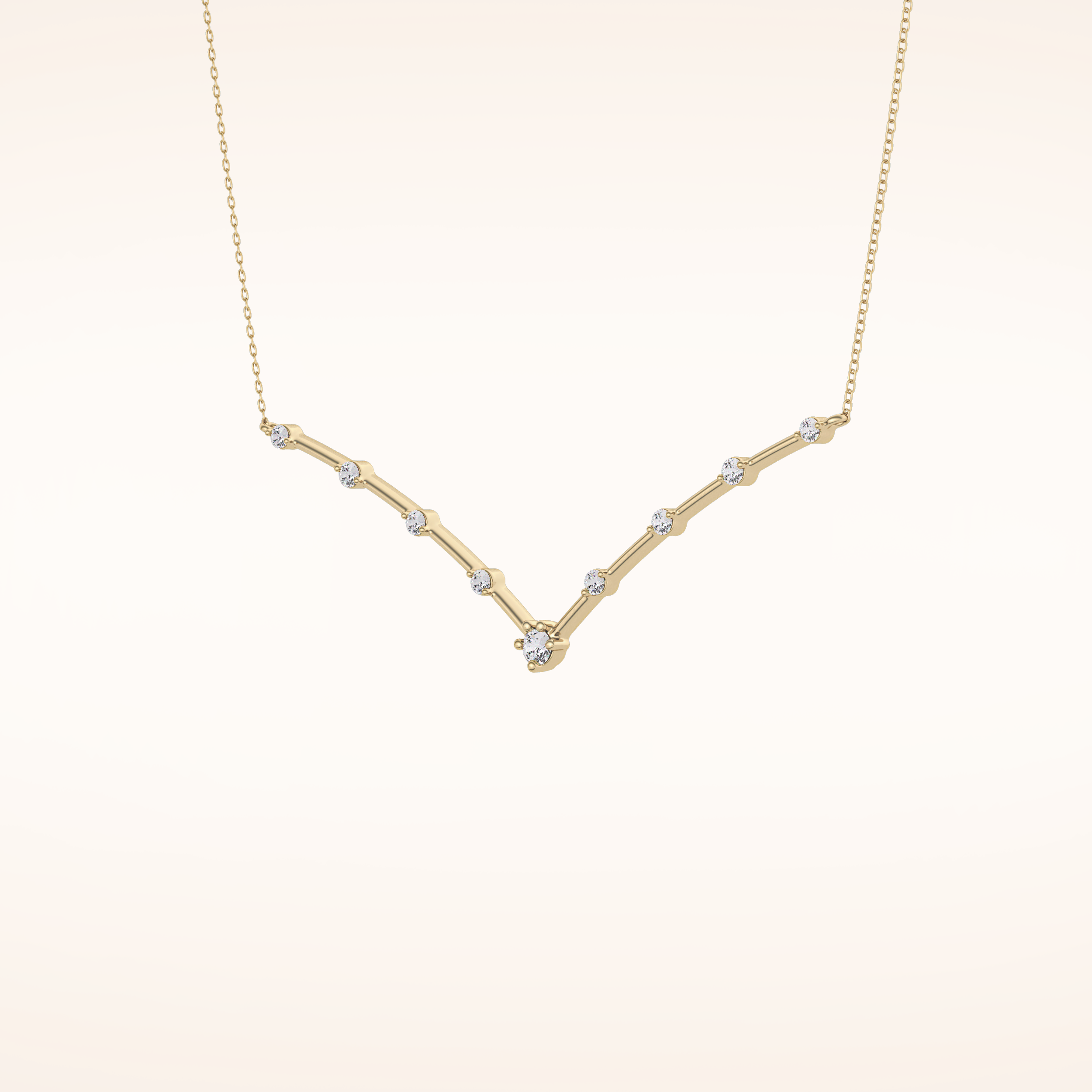 0.33 TCW Round Cut Moissanite Multi Stone V-Shaped Necklace