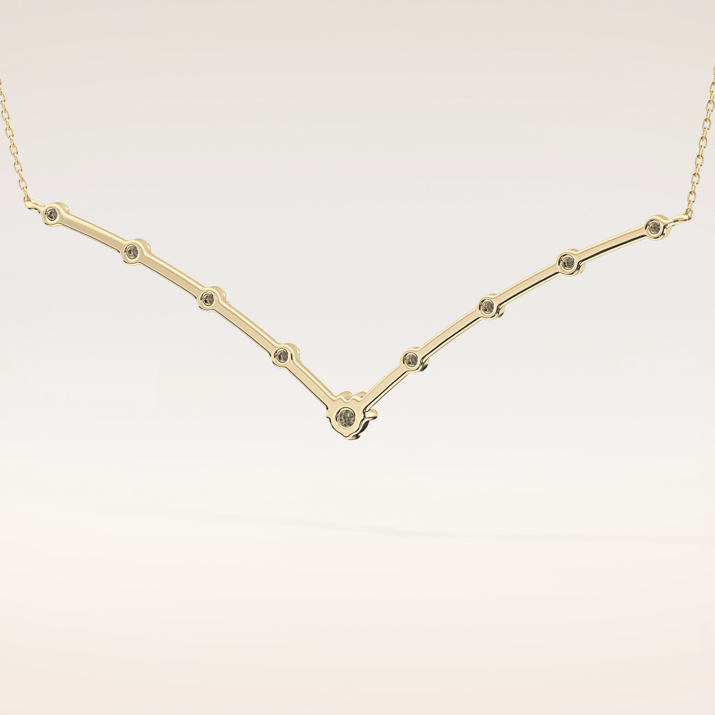 0.33 TCW Round Cut Moissanite Multi Stone V-Shaped Necklace