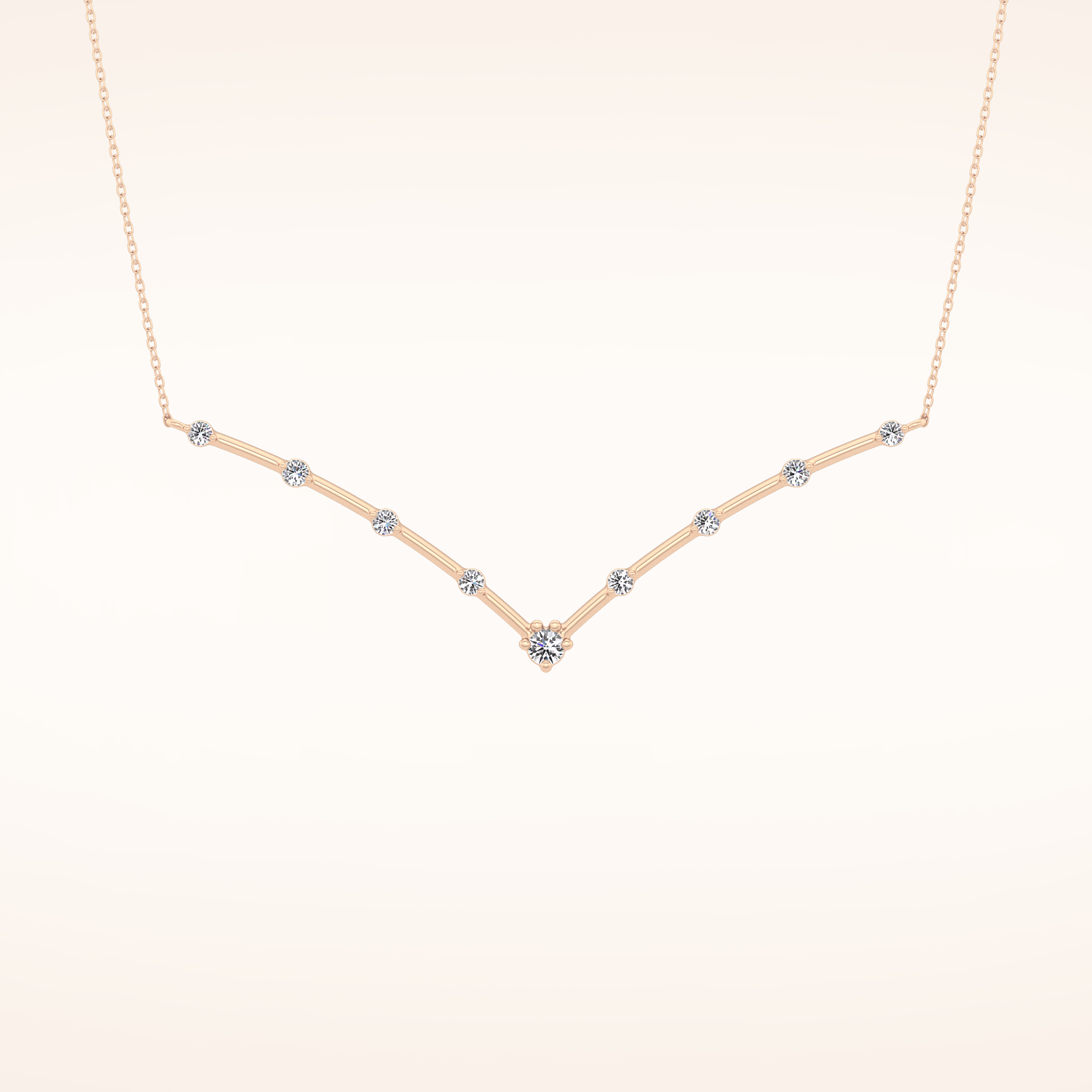 0.33 TCW Round Cut Moissanite Multi Stone V-Shaped Necklace