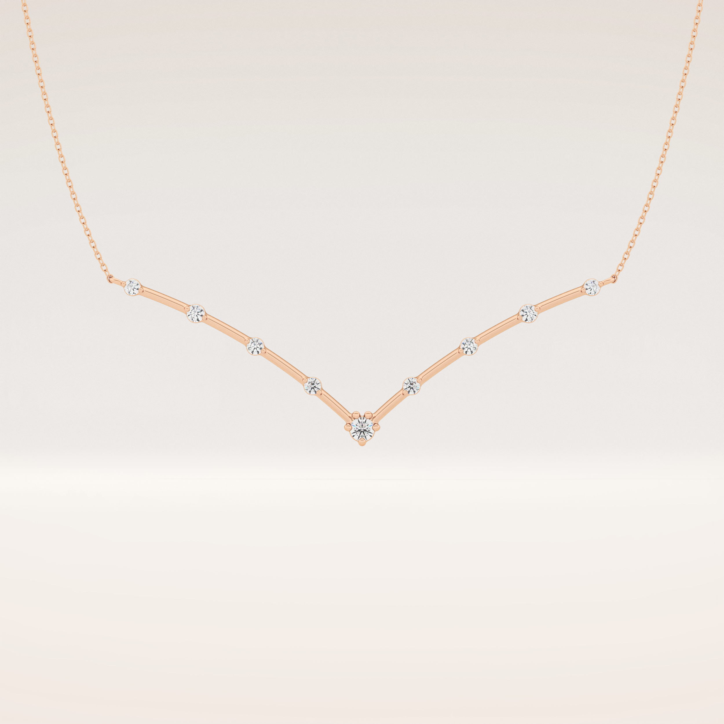 0.33 TCW Round Cut Moissanite Multi Stone V-Shaped Necklace