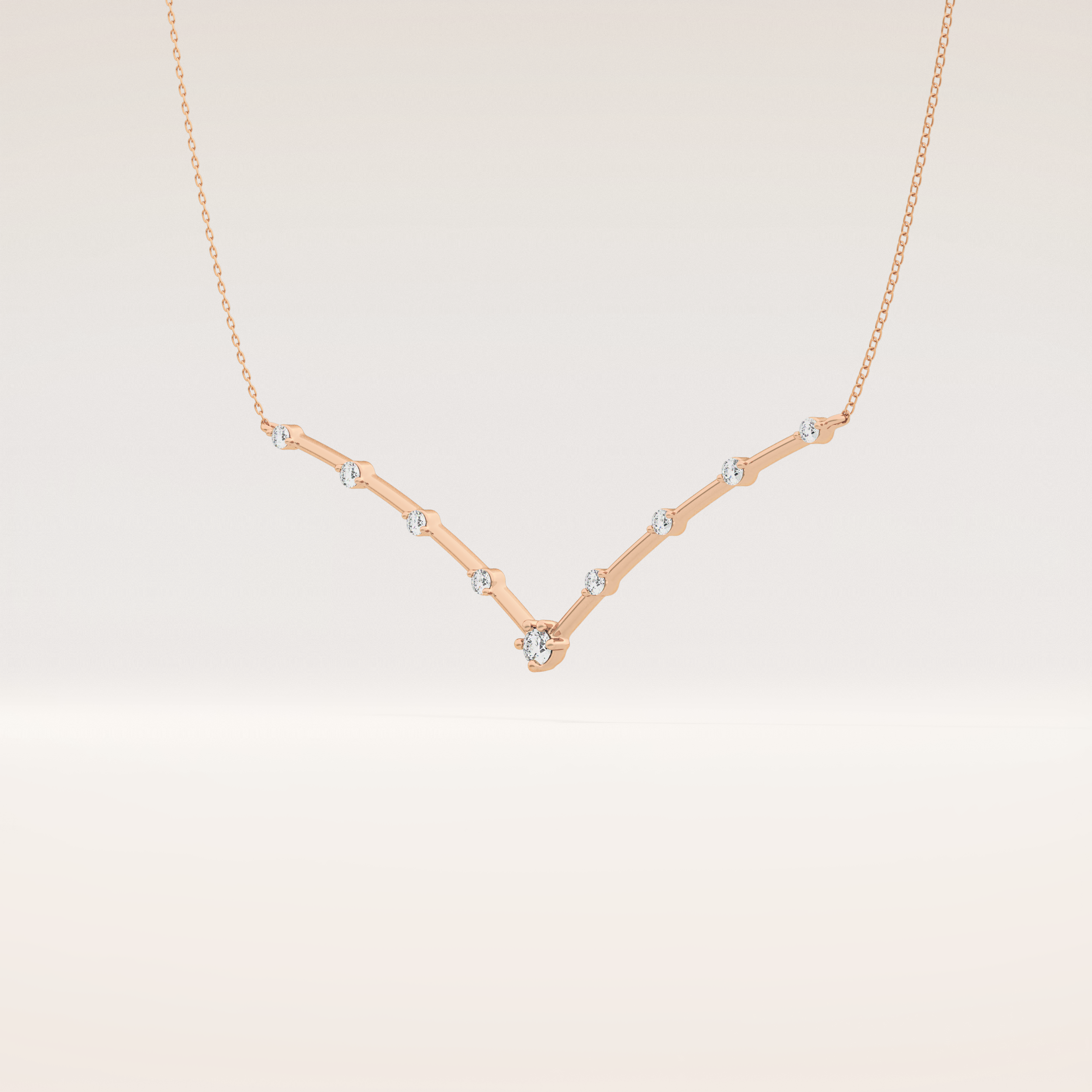 0.33 TCW Round Cut Moissanite Multi Stone V-Shaped Necklace