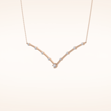 0.33 TCW Round Cut Moissanite Multi Stone V-Shaped Necklace