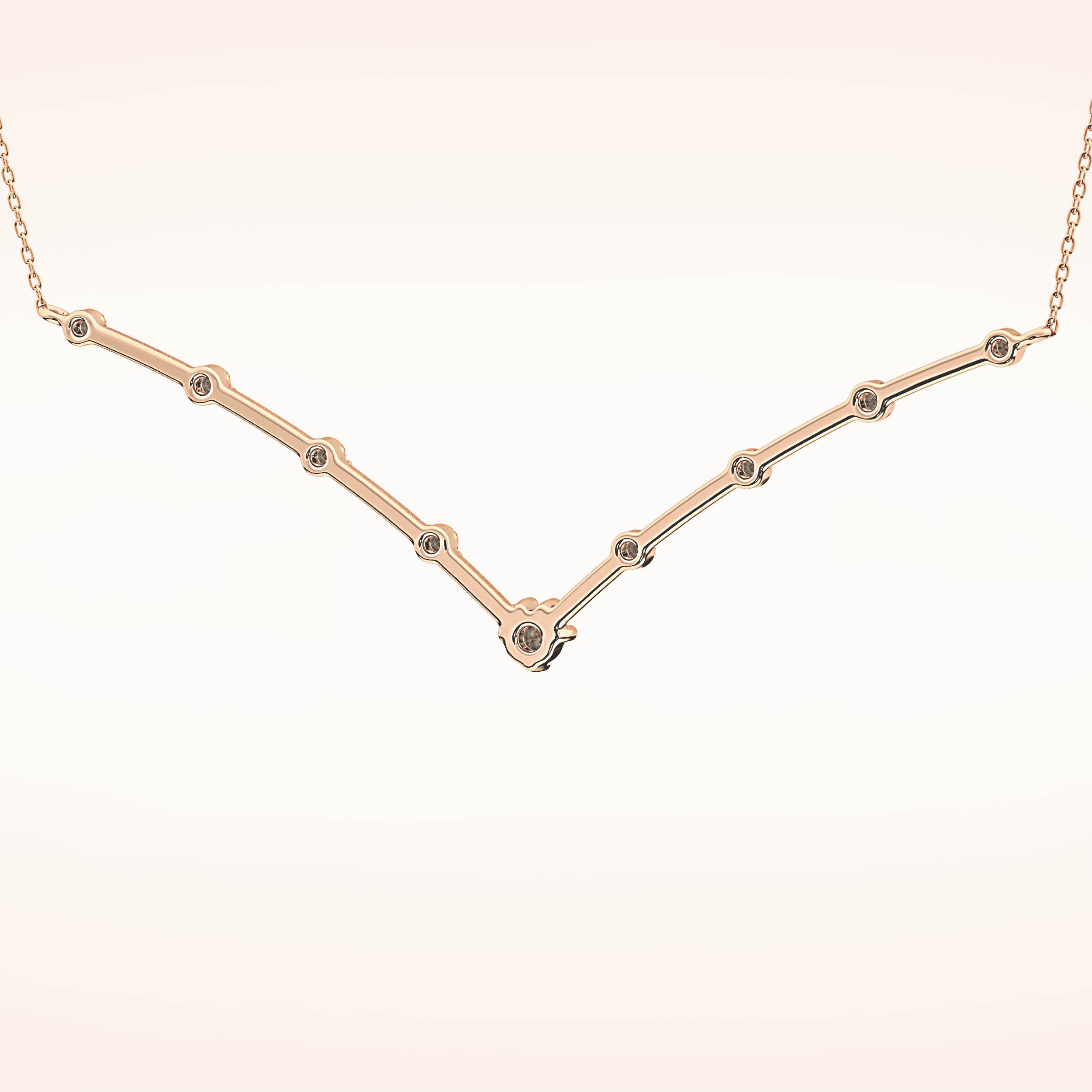 0.33 TCW Round Cut Moissanite Multi Stone V-Shaped Necklace