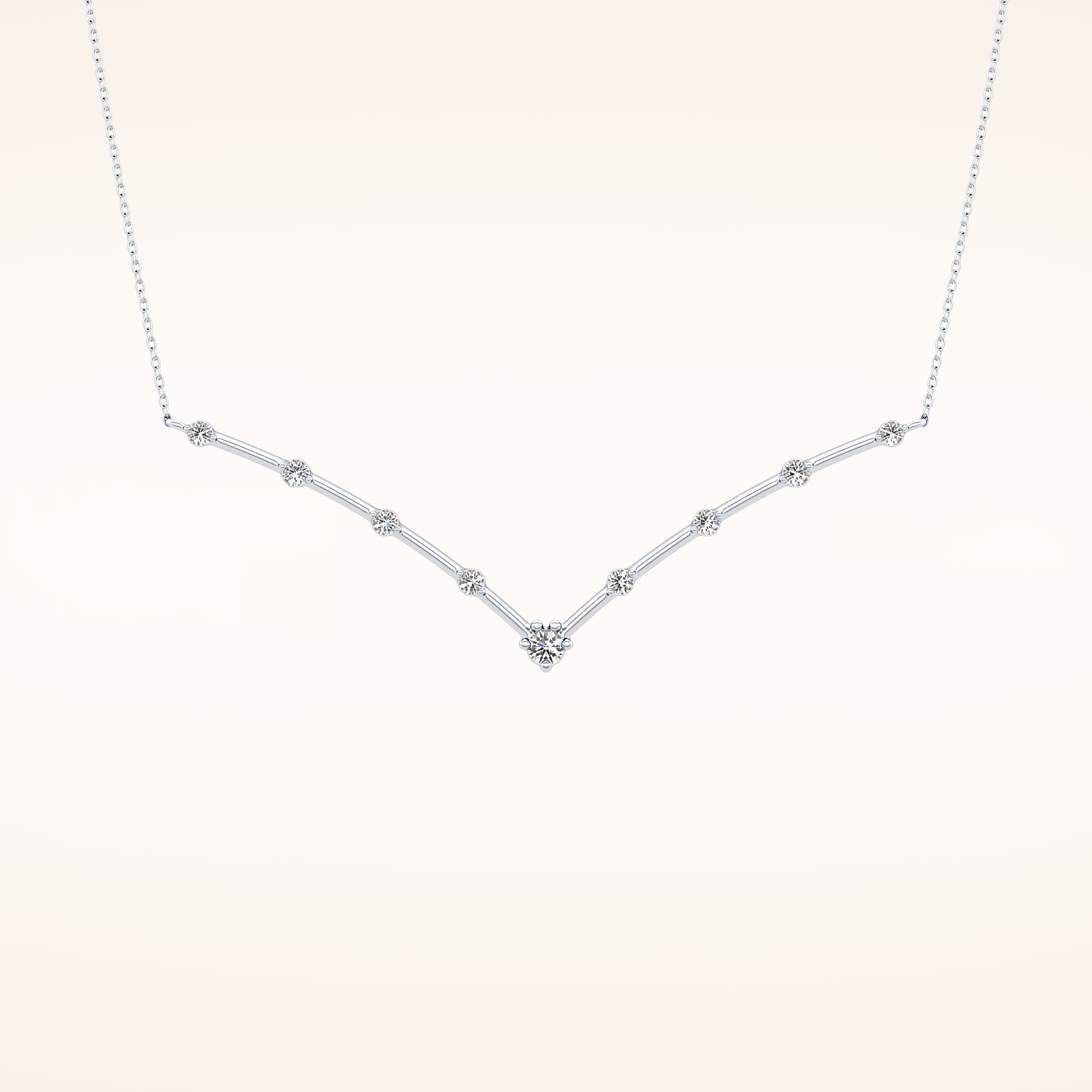 0.33 TCW Round Cut Moissanite Multi Stone V-Shaped Necklace
