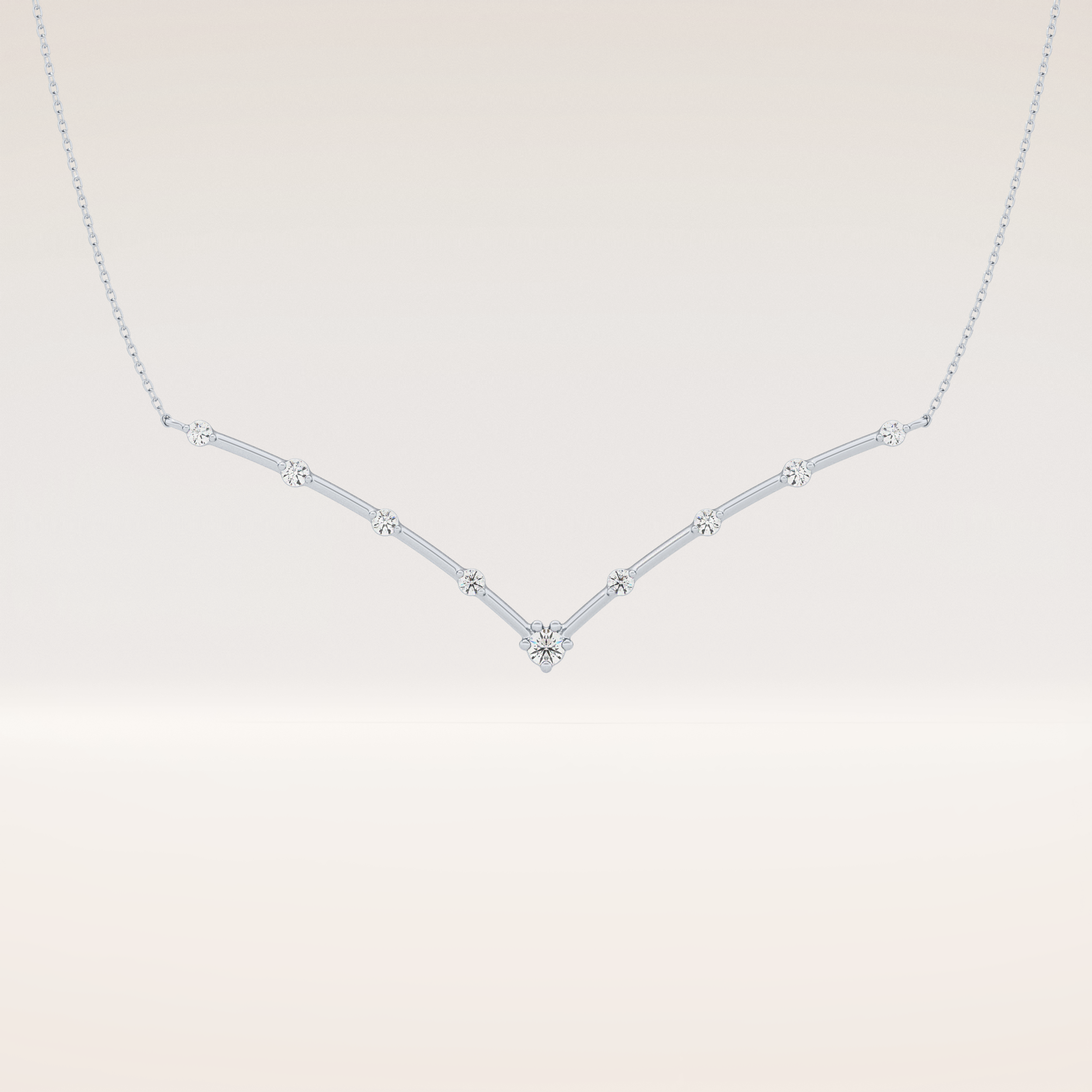 0.33 TCW Round Cut Moissanite Multi Stone V-Shaped Necklace