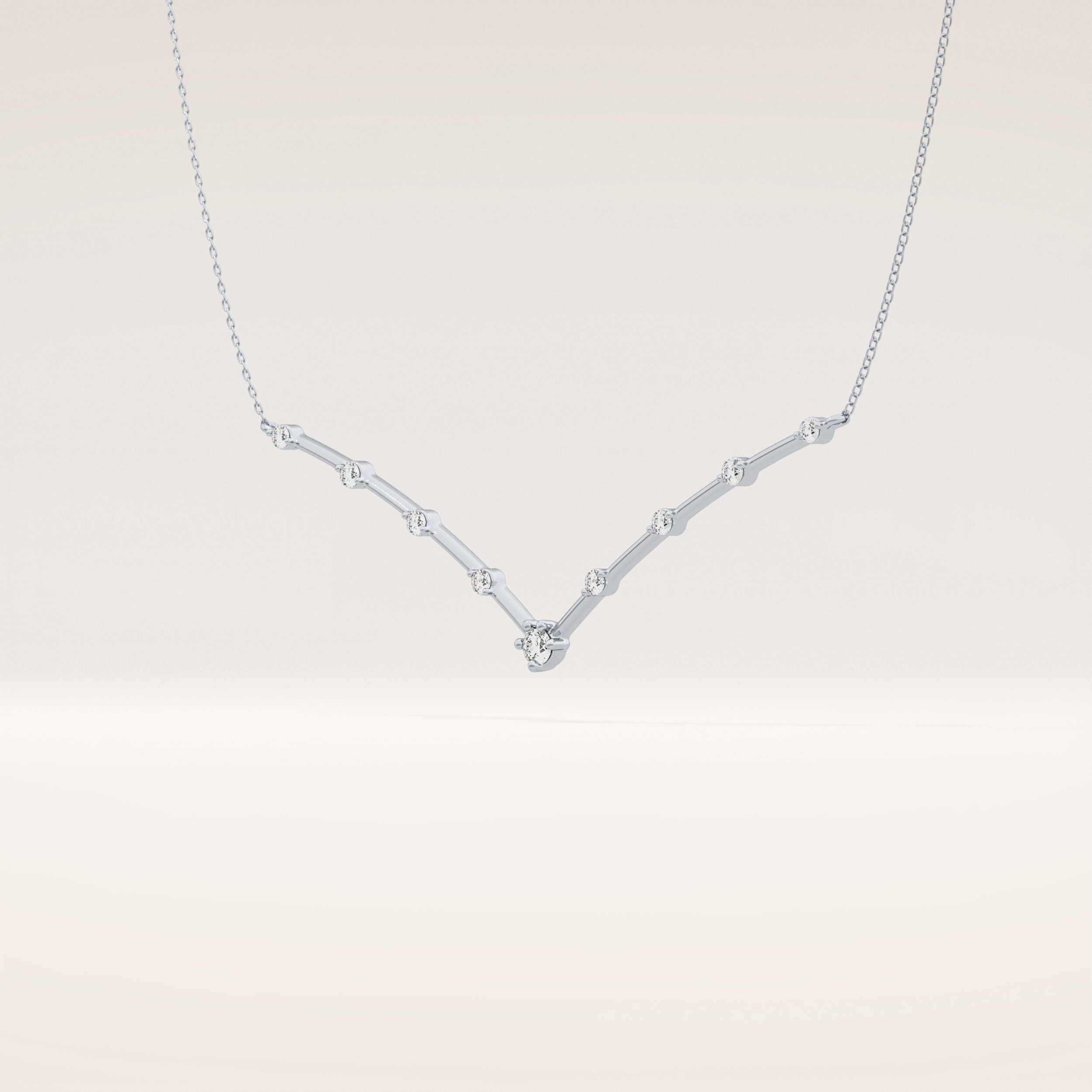0.33 TCW Round Cut Moissanite Multi Stone V-Shaped Necklace