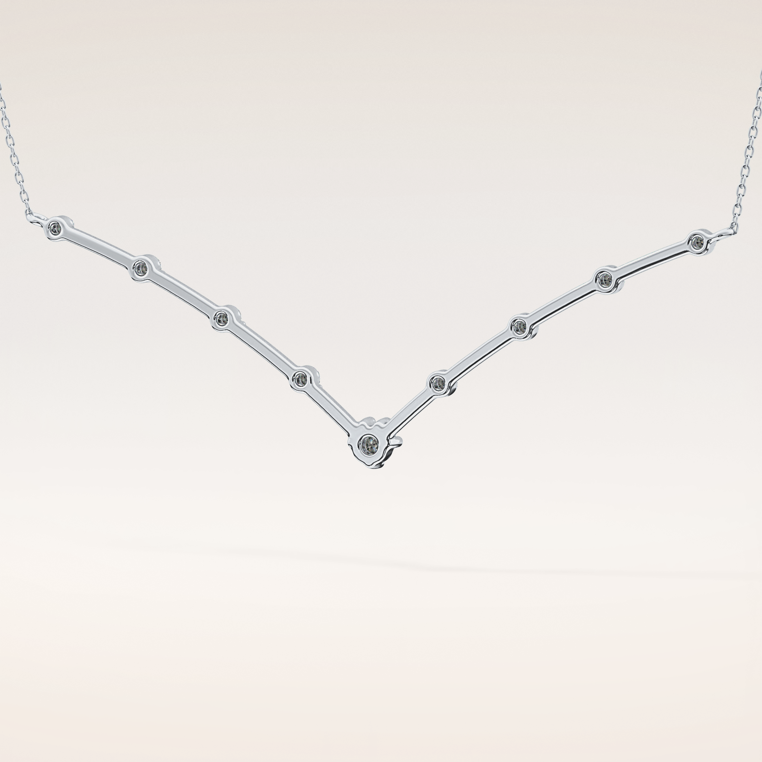 0.33 TCW Round Cut Moissanite Multi Stone V-Shaped Necklace