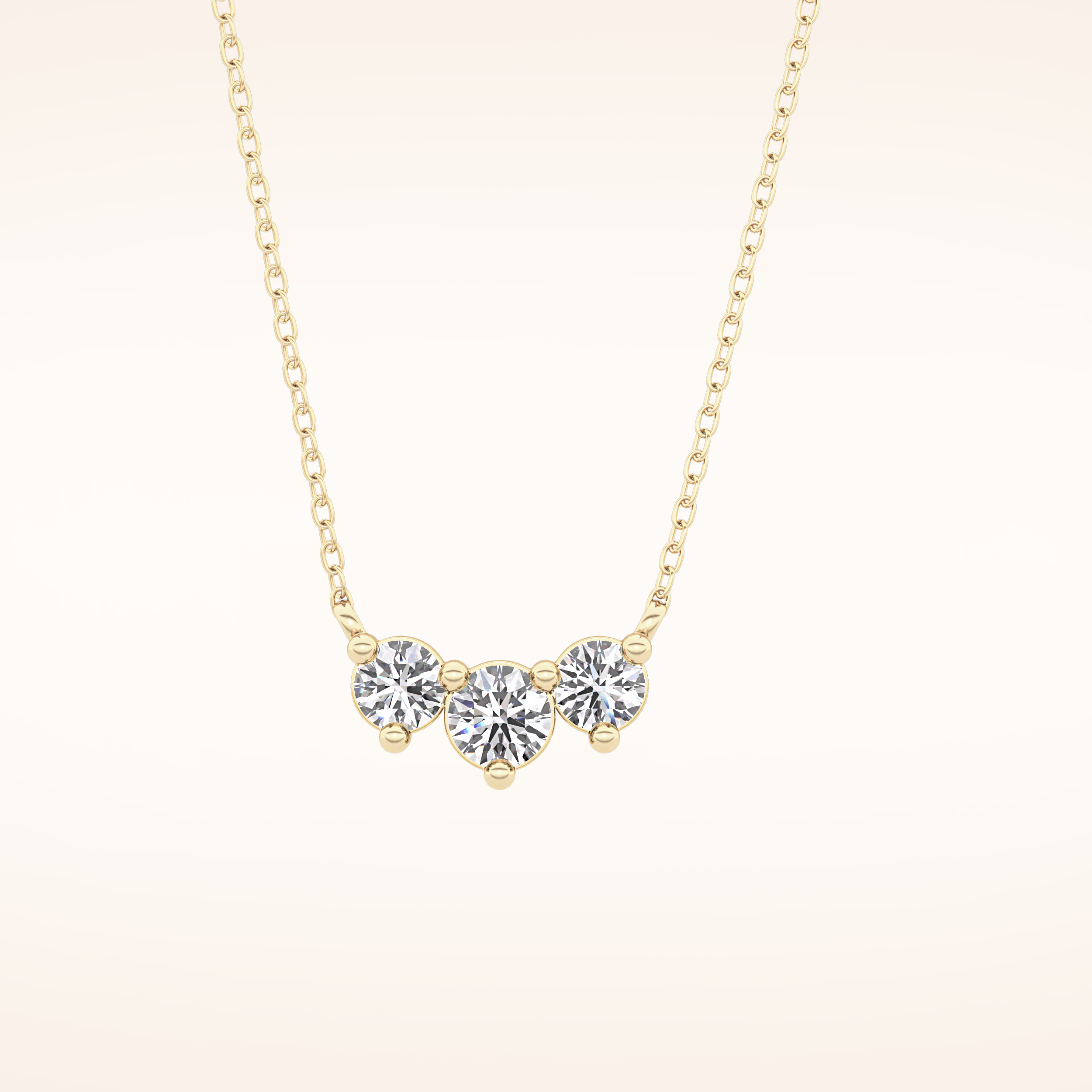 0.35 TCW Round Cut Moissanite Three Stone Necklace