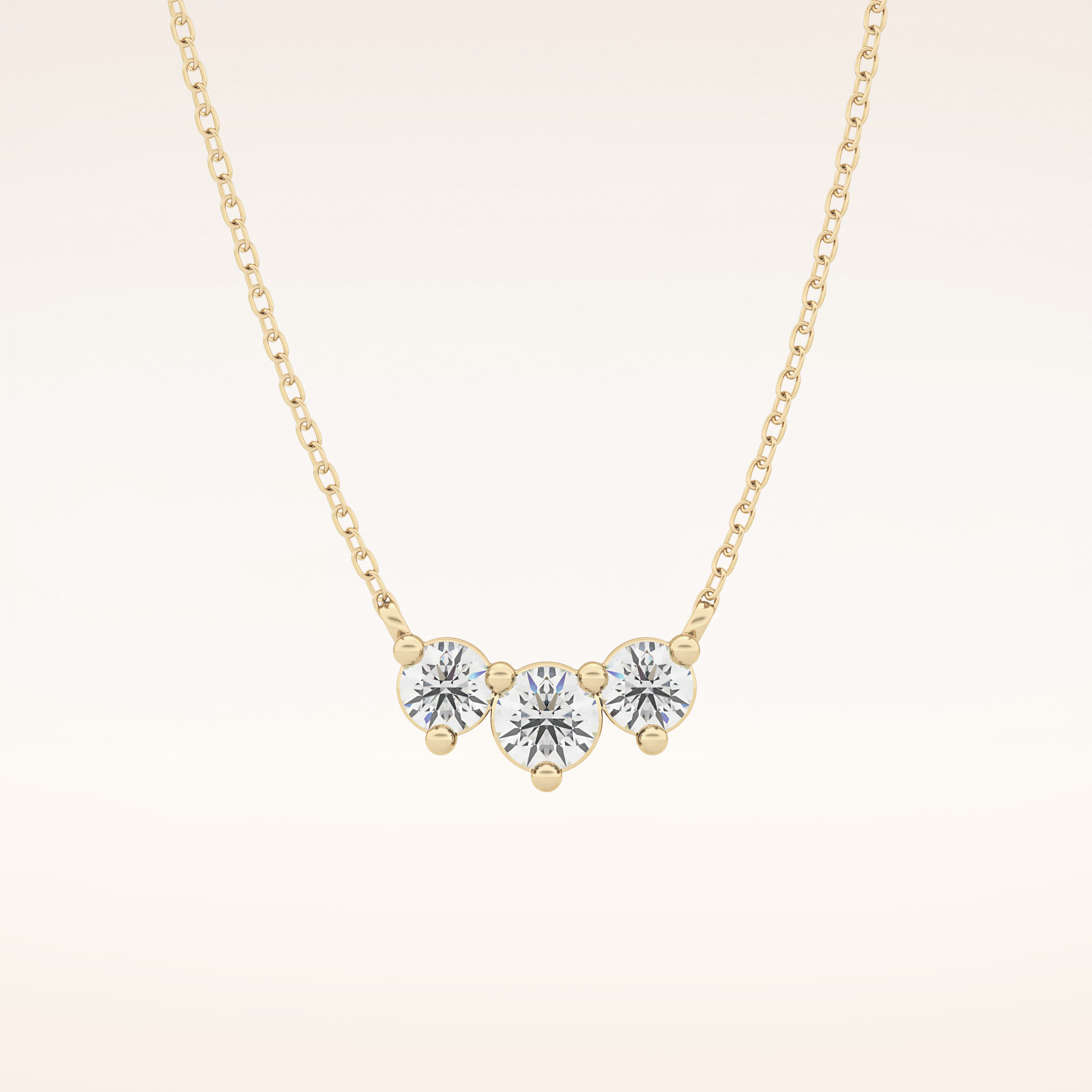 0.35 TCW Round Cut Moissanite Three Stone Necklace