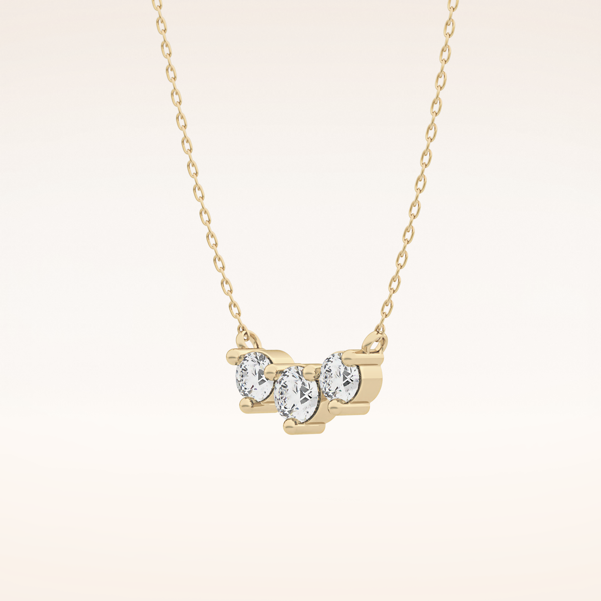 0.35 TCW Round Cut Moissanite Three Stone Necklace