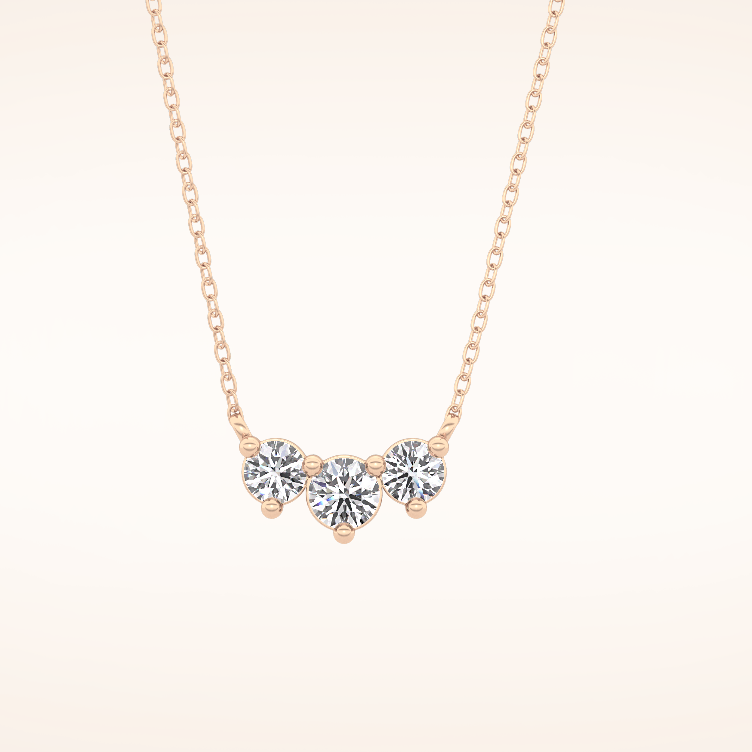 0.35 TCW Round Cut Moissanite Three Stone Necklace